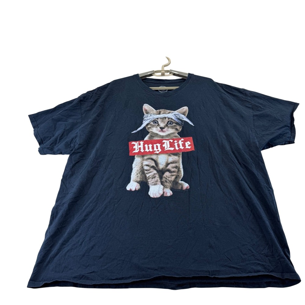 DOM T Shirt Mens 3XL Black Hug Life Kitten Graphic Tee Short Sleeve Cotton